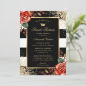 レッドエレガントローゼスグリッターSweet sixteen誕生日 招待状 (スタンド正面)