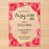 レッドエレガントローゼスダービーブライダルシャワー アクリル招待状 (正面)