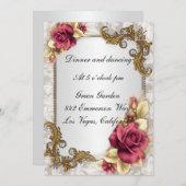 レッドエレガントローゼス披露宴カード 招待状 (正面/裏面)