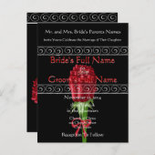 レッドエレガントローゼス結婚式招待状 インビテーションポストカード (正面/裏面)