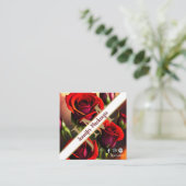 レッドエレガントローゼス金ゴールド スクエア名刺 (スタンド正面)