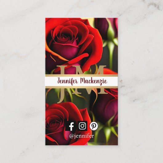 レッドエレガントローゼス金ゴールド 名刺 (正面)