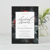 レッドエレガントローゼズブラックブライダルシャワー 招待状 (スタンド正面)