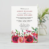 レッドエレガントローゼズブルゴーニュ結婚式招待状 招待状 (スタンド正面)