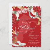 レッドエレガントワイルド素朴バラシャルロキンセアニェラ 招待状 (正面)