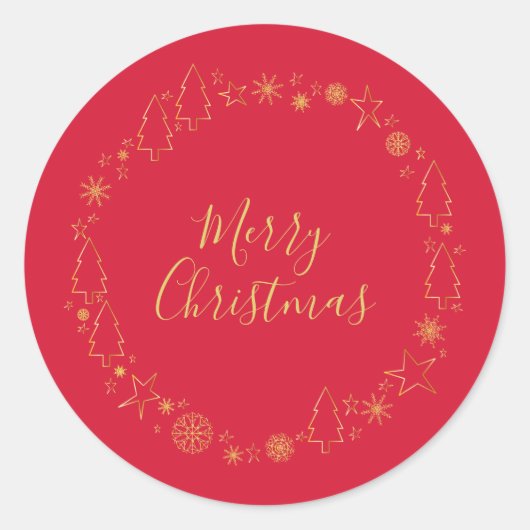 レッドエレガント金ゴールドオリジナルハンドラウンリース ラウンドシール (正面)