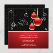 レッドエレガント金ゴールドオーナメントオンブラックパーティー招待状 招待状 (正面/裏面)