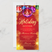 レッドエレガント金ゴールドクリスマスディナー招待状 シーズンカード (正面)