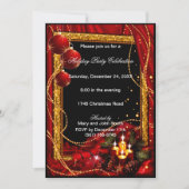 レッドエレガント金ゴールドクリスマスパーティの招待状 招待状 (正面)