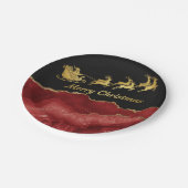 レッドエレガント金ゴールドサンタスリーメリークリスマス ペーパープレート (アングル)