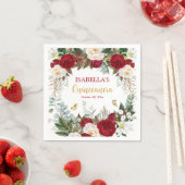 レッドエレガント金ゴールドフローラキンセアニラパーティー スタンダードカクテルナプキン (インサイチュ)