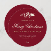 レッドエレガント金ゴールドメリークリスマスホリデーカード シーズンカード (正面/裏面)