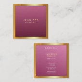 レッドエレガント金ゴールドモダンプロフェッショナル芸術的ルクセ スクエア名刺 (正面/裏面)