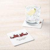 レッドエレガント・ドラゴ結婚ンズの紙・コースター スクエアペーパーコースター (インサイチュ)