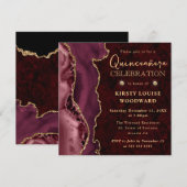 レッドエレガント&金ゴールドグリッターアゲートキンセアニェラ 招待状 (正面/裏面)