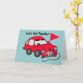 レッドエレクトリックカー誕生日カード カード (黄色い花)