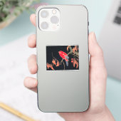 レッドオウムヴィンテージ日本のバードウッドブロックプリント シール (スマートフォン)