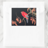 レッドオウムヴィンテージ日本のバードウッドブロックプリント 長方形シール (バッグ)