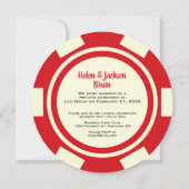 レッドオフ白トランプのポーカーチップ結婚発表 招待状 (裏面)