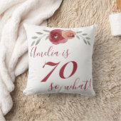 レッドオランバラウォーターカラーフローラ70th誕生日 クッション (ブランケット)