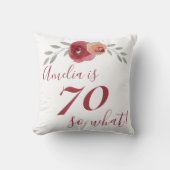 レッドオランバラウォーターカラーフローラ70th誕生日 クッション (正面)