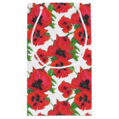 レッドオリエンタルポピーフローラオン白へカスタマイズ スモールペーパーバッグ (裏面)