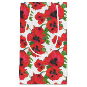 レッドオリエンタルポピーフローラオン白へカスタマイズ スモールペーパーバッグ (正面)