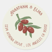 レッドオリーブon aブランチエレガント封筒用シール ラウンドシール (正面)