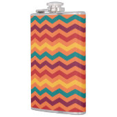 レッドオレンジイエローティール（緑がかった色）ブルゴーニュジグザググストライプ フラスク (左)