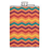 レッドオレンジイエローティール（緑がかった色）ブルゴーニュジグザググストライプ フラスク (裏面)