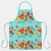 レッドオレンジイエローポピズフラワーフローラアートアクア エプロン (正面)