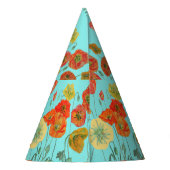 レッドオレンジイエローポピーフローラフラワーアクア パーティーハット (裏面)