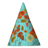 レッドオレンジイエローポピーフローラフラワーアクア パーティーハット (右)