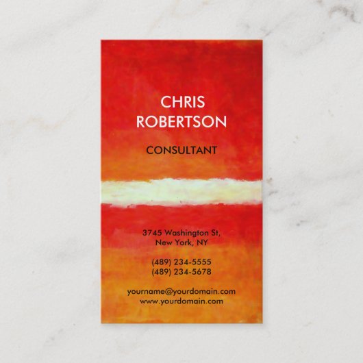 レッドオレンジイエロー抽象芸術トレンディー名刺 名刺 (正面)