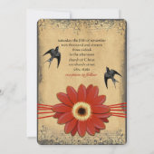 レッドオレンジガーベラデイジーヴィンテージバ結婚リズ 招待状 (裏面)