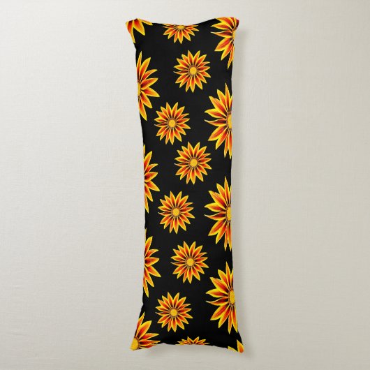 レッドオレンジキスゴールデンフラムガザニアフラワーズ ボディピロー (正面縦)