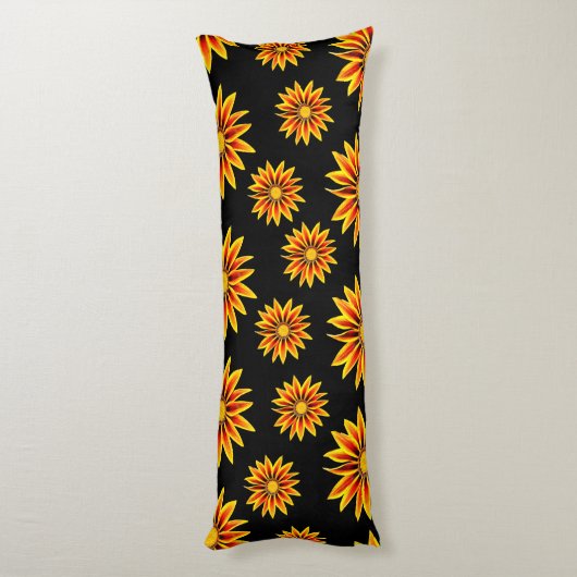レッドオレンジキスゴールデンフラムガザニアフラワーズ ボディピロー (裏面 (縦))