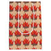 レッドオレンジキャンピングキャンプファイアーサマーキャンプ ミディアムペーパーバッグ (裏面)