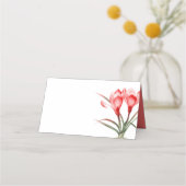 レッドオレンジクロッカスウォーターカラーアートゲスト座席表 プレイスカード (正面)