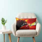 レッドオレンジゲルベラデイジーフォトジョイモダンスクリプト ランバークッション (椅子)