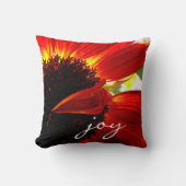 レッドオレンジゲルベラデイジーフラワーフォトジョイススクリプト クッション (正面)