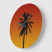 レッドオレンジサンセットパームツリートロピカルクロック ラージ壁時計 (傾斜)