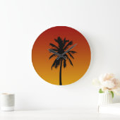 レッドオレンジサンセットパームツリートロピカルクロック ラージ壁時計 (ホーム)