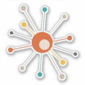 レッドオレンジターコイズアトミックスターバストレトロ シール (正面)