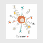 レッドオレンジターコイズアトミックスターバストレトロ シール (シート)