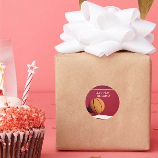 レッドオレンジバスケクラシックラウンドステッカー ラウンドシール (パーティー)