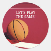 レッドオレンジバスケクラシックラウンドステッカー ラウンドシール (正面)