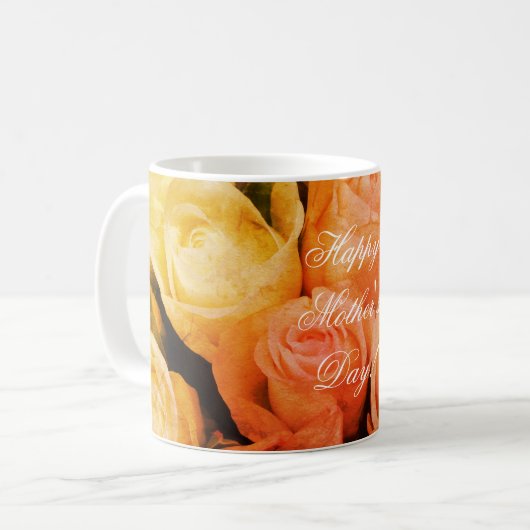 レッドオレンジバラハッピーマザーズデイフローラ コーヒーマグカップ (正面左)