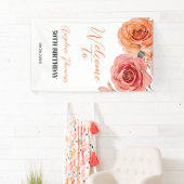 レッドオレンジバラフローラボタニカルウェルカム誕生日 横断幕 (インサイチュ)