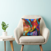 レッドオレンジブルーパープル金ゴールドグリーンラッシュ抽象芸術 クッション (椅子)